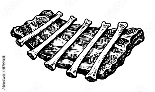 Beef vector engraving style illustration