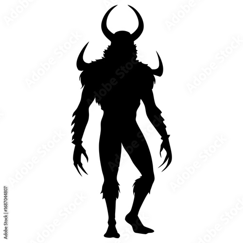 Wallpaper Mural Horned Demon Silhouette | Evil Monster Clipart | Scary Devil Figure for Halloween & Fantasy Art Torontodigital.ca