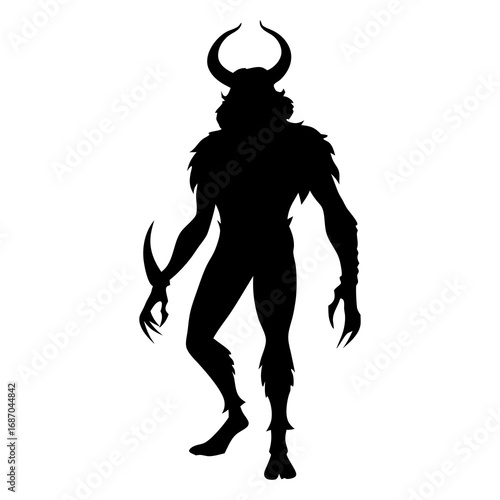 Wallpaper Mural Horned Demon Silhouette | Evil Monster Clipart | Scary Devil Figure for Halloween & Fantasy Art Torontodigital.ca