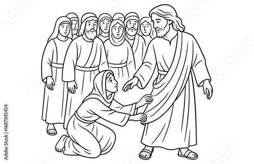 Biblical healing touch scene depicting faith and compassion