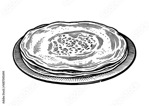 Blini vector engraving style illustration