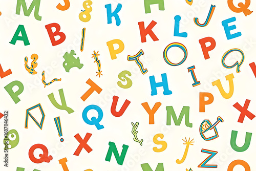 Colorful English Alphabet on a Light Background