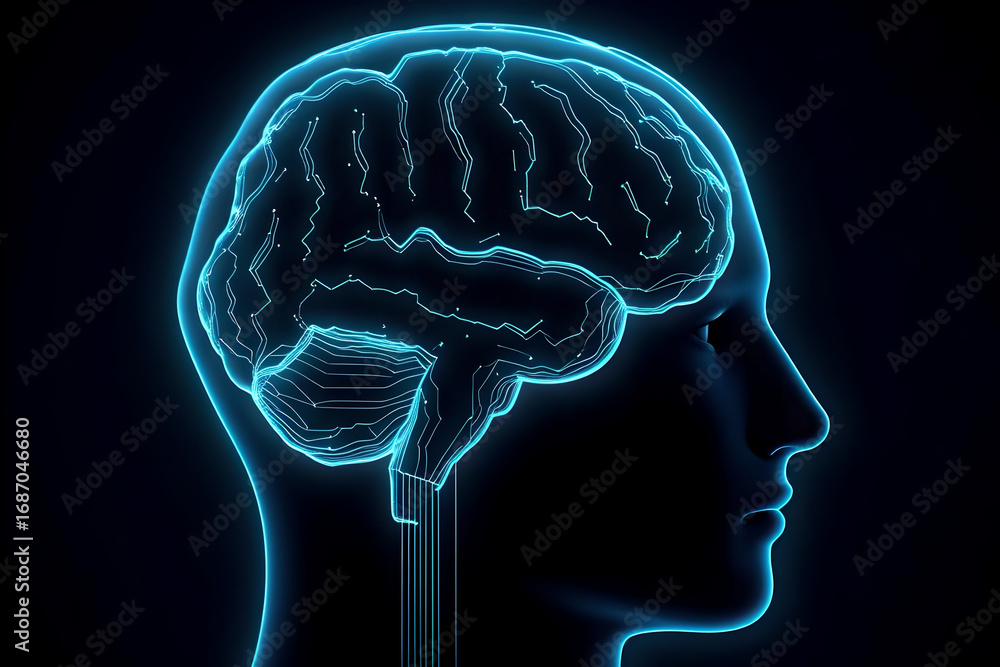 Fototapeta premium Glowing Brain: Intelligence and Connectivity
