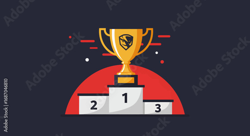 Award Ceremony, Trophy, Podium, Winners, First Place, Competition.