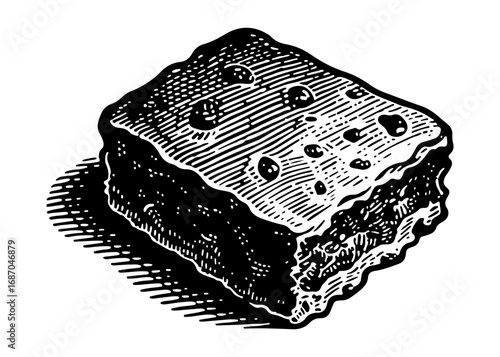 Brownie vector engraving style illustration