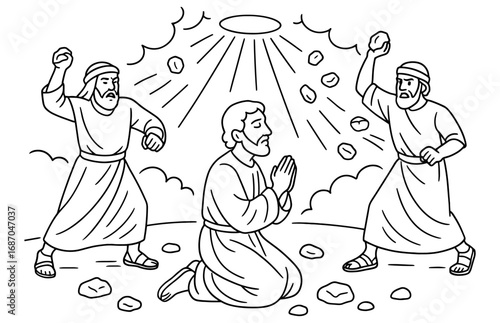 Martyrdom of saint stephen - historic religious scene for art and design