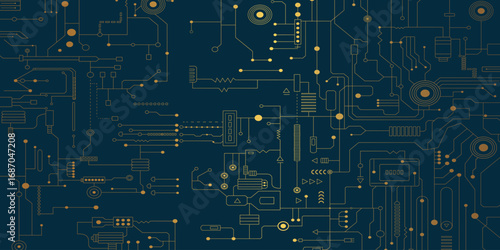 Technology circuit board background, white backdrop with black electronic lines, abstract minimal vector design, digital motherboard pattern, tech background illustration. 