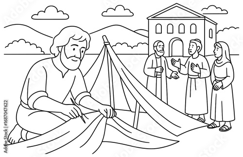 Paul's missionary journey in corinth - historical religious scene for educational use