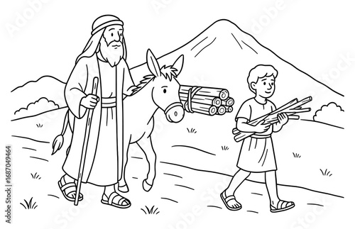 Abraham and isaac journey scene for religious education and teaching