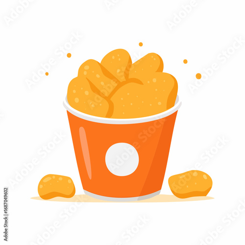 Illustration of fried chicken nuggets in a take-out bucket