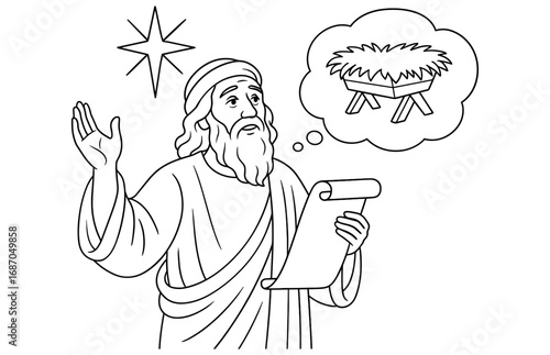 Spiritual vision of messiah's birth imagined by biblical prophet for religious reflection
