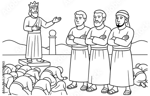 Shadrach's stand against authority in biblical scene for inspirational design