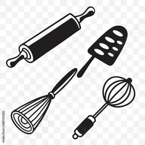 Baking Utensils Collection rolling pin whisk