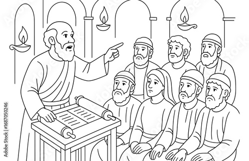Apostle paul preaching scene in ancient setting for educational and religious themes