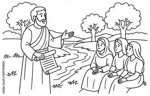 Apostle paul teaching in philippi by the river