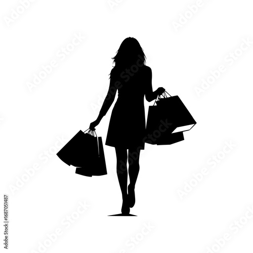 Shopping Spree: Woman with Bags Silhouette