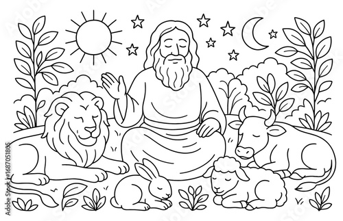 Peaceful creator's day of rest with tranquil animal companions for nature harmony design
