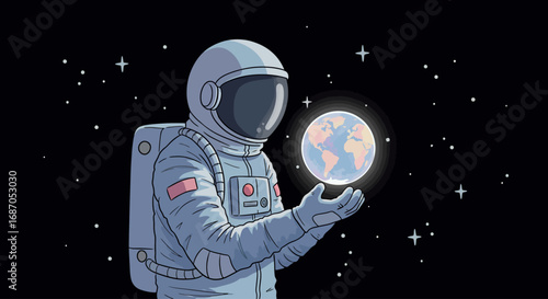 Astronaut Holding Earth in Space