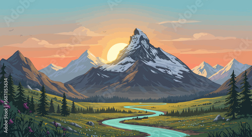 Majestic Sunrise over Alpine Peaks