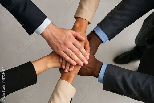 Wallpaper Mural Business teamwork diversity concept – group of professionals stacking hands together, top view, unity and collaboration. Torontodigital.ca