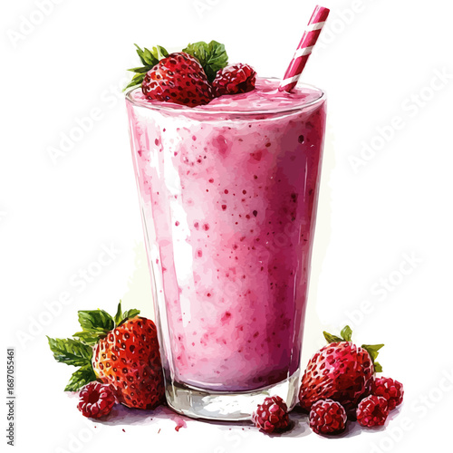 watercolor of Smoothie, vector, isolated on a white background.