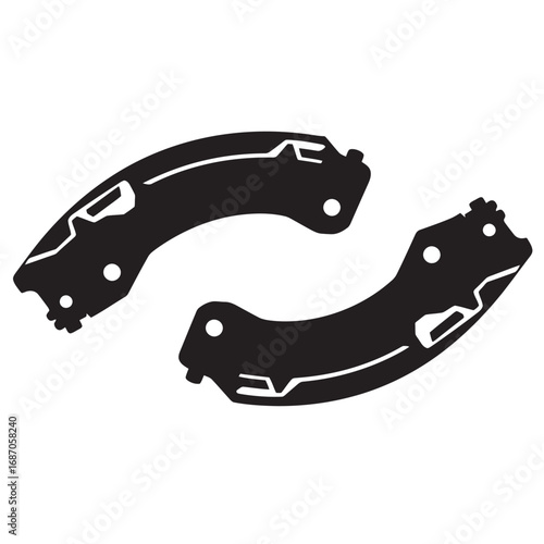 Black and white silhouette of motorcycle brake lining vector icon on white background