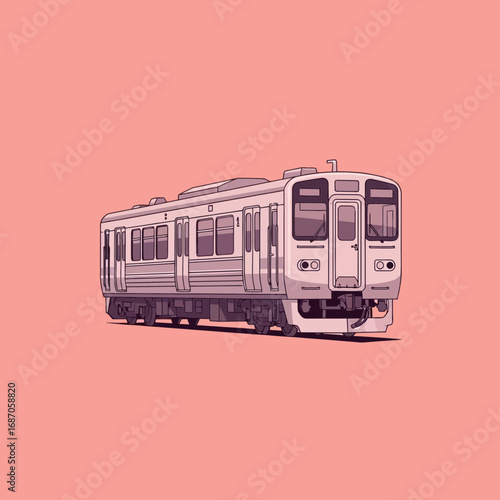 A sleek, modern passenger train illustration with a minimalist vector design, perfectly showcasing urban transportation and efficient public transit systems.