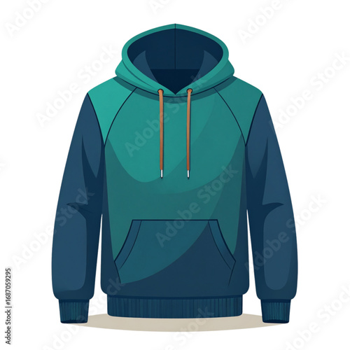 Blue teal hoodie sweatshirt flat design illustration