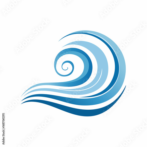 Vektorlogo mit Wellen, Wasserspritzern und fließenden Linien in moderner Gestaltung