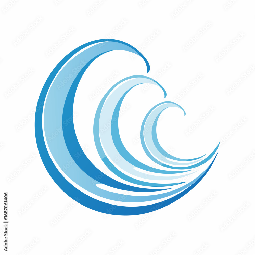 Naklejka premium Vektorlogo mit Wellen, Wasserspritzern und fließenden Linien in moderner Gestaltung