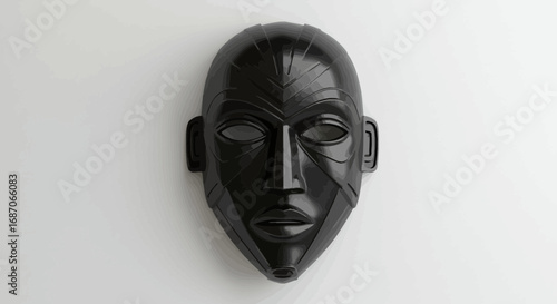 Black african mask on a white background, art design with african tribal face