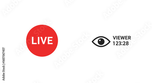 Dynamic live stream indicator with real-time viewer count display design concept