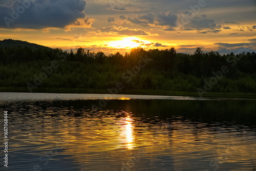 Wallpaper Mural Sunset over a forest lake. Torontodigital.ca