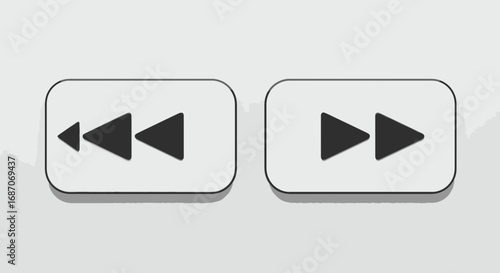 Forward and backward buttons, media player interface buttons, minimalist concept