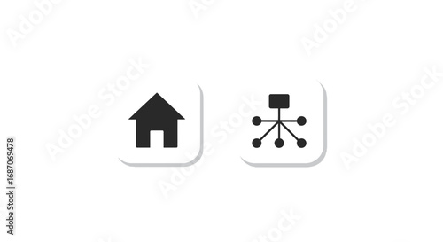Home and Network Icon Set for Interface Design with Modern Minimalist Style