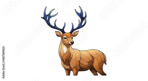 Illustration of a majestic deer with large antlers on a white background