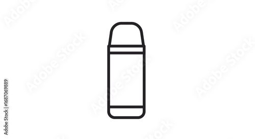 Isolated thermos illustration, minimalist design, vector outline on white backdrop