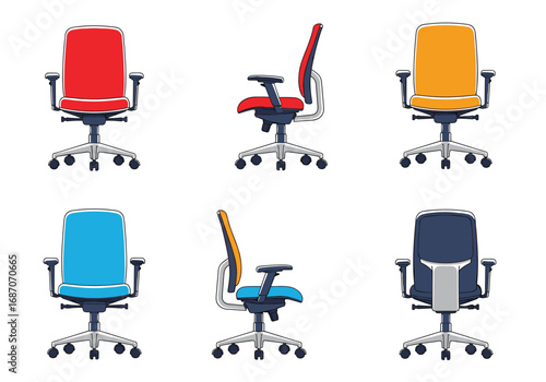 Modern ergonomic office chairs designed for comfort and productivity in various colors