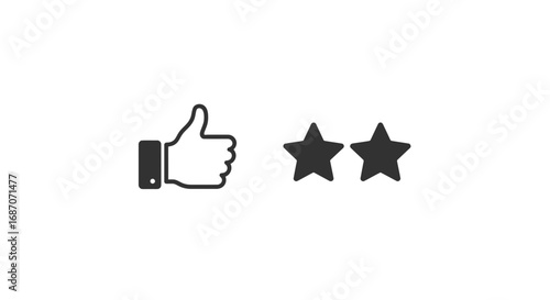 Thumbs Up and Two Star Rating: A Simple Feedback Illustration Concept