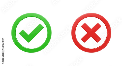 Visual representation of agreement and disagreement with check mark and cross symbols