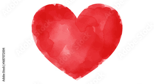 Watercolor red heart illustration on white background perfect for valentine's day