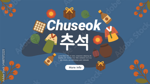 Chuseok poster with korean food drinks gifts and tradition
