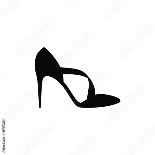 Elegant black silhouette of a high heel sandal