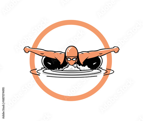 Swimming crawl stroke graphic design