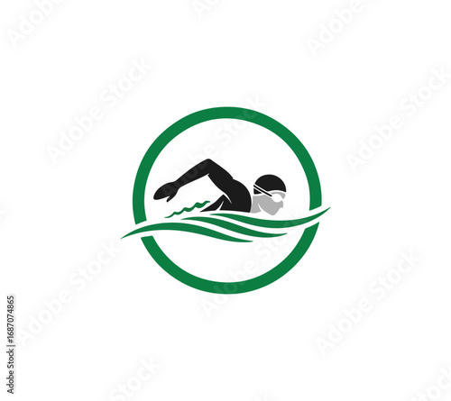 Swimming logo design illustration