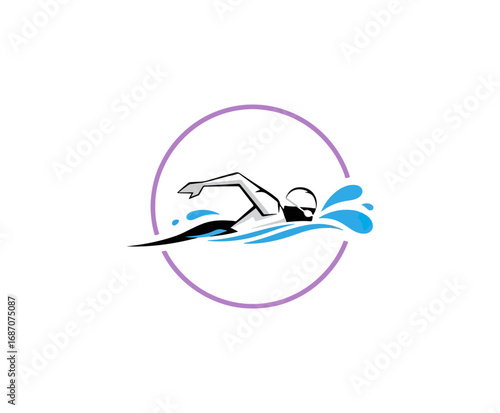 Swimming person logo graphic design