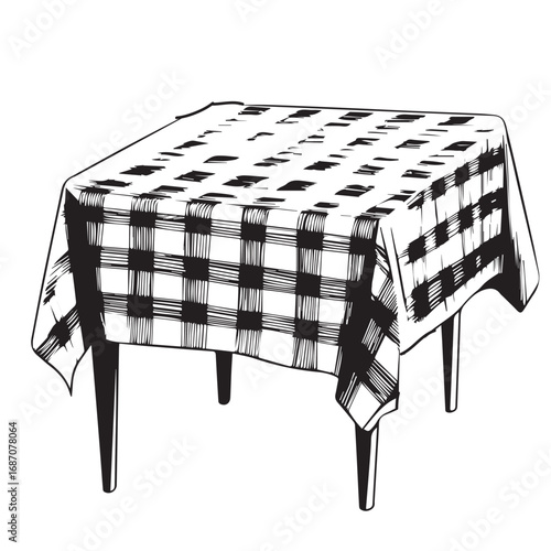 black and white tablecloth