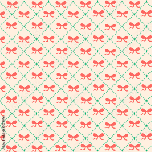 Striped bows seamless christmas decorative pattern
