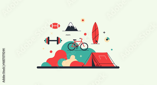 Collection of recreational activities, a vibrant and colorful vector design