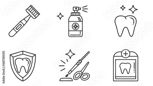 Dental hygiene icons set for healthcare.